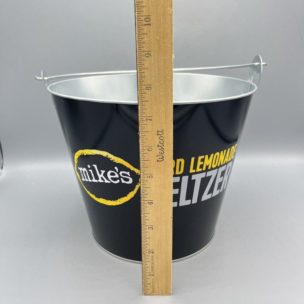 Mike's Hard Lemonade Seltzer Metal Ice Beer Bucket & Handle Ice Pail Drink Party - Picture 5 of 7
